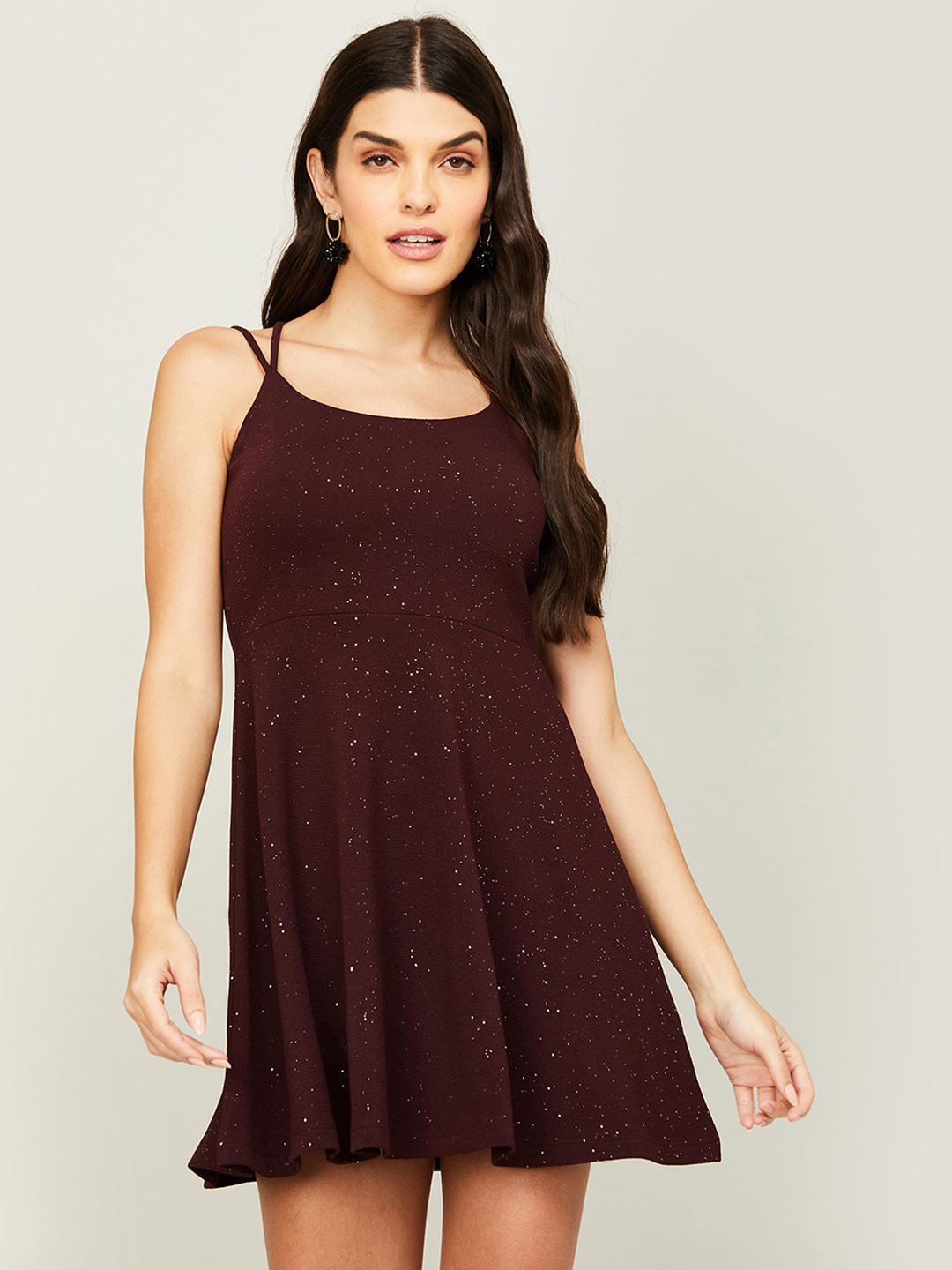 

Ginger by Lifestyle Shoulder Strap Fit & Flare Dress, Purple