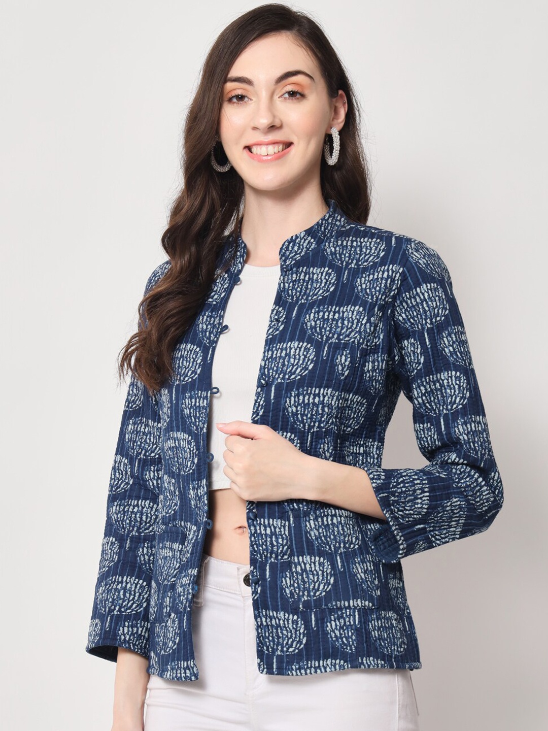 

Vastralay Women Cotton Tailored Jacket, Blue