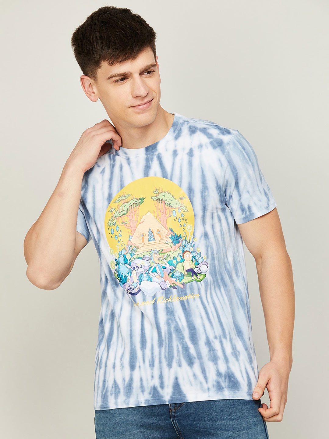 

Forca Men Tie-Dyed Rick & Morty Cotton T-shirt, Blue