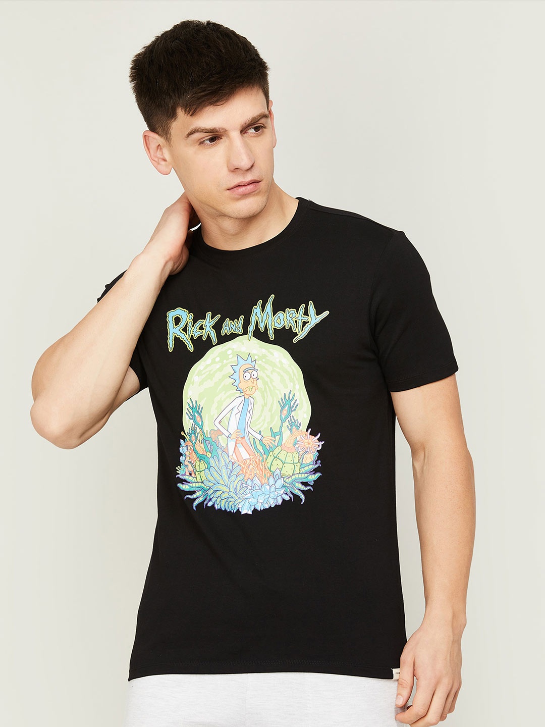 

Forca Men Graphic Printed Cotton T-shirt, Black