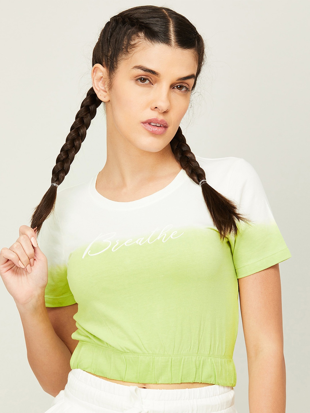 

Kappa Typography Printed Crop T-shirt, Yellow