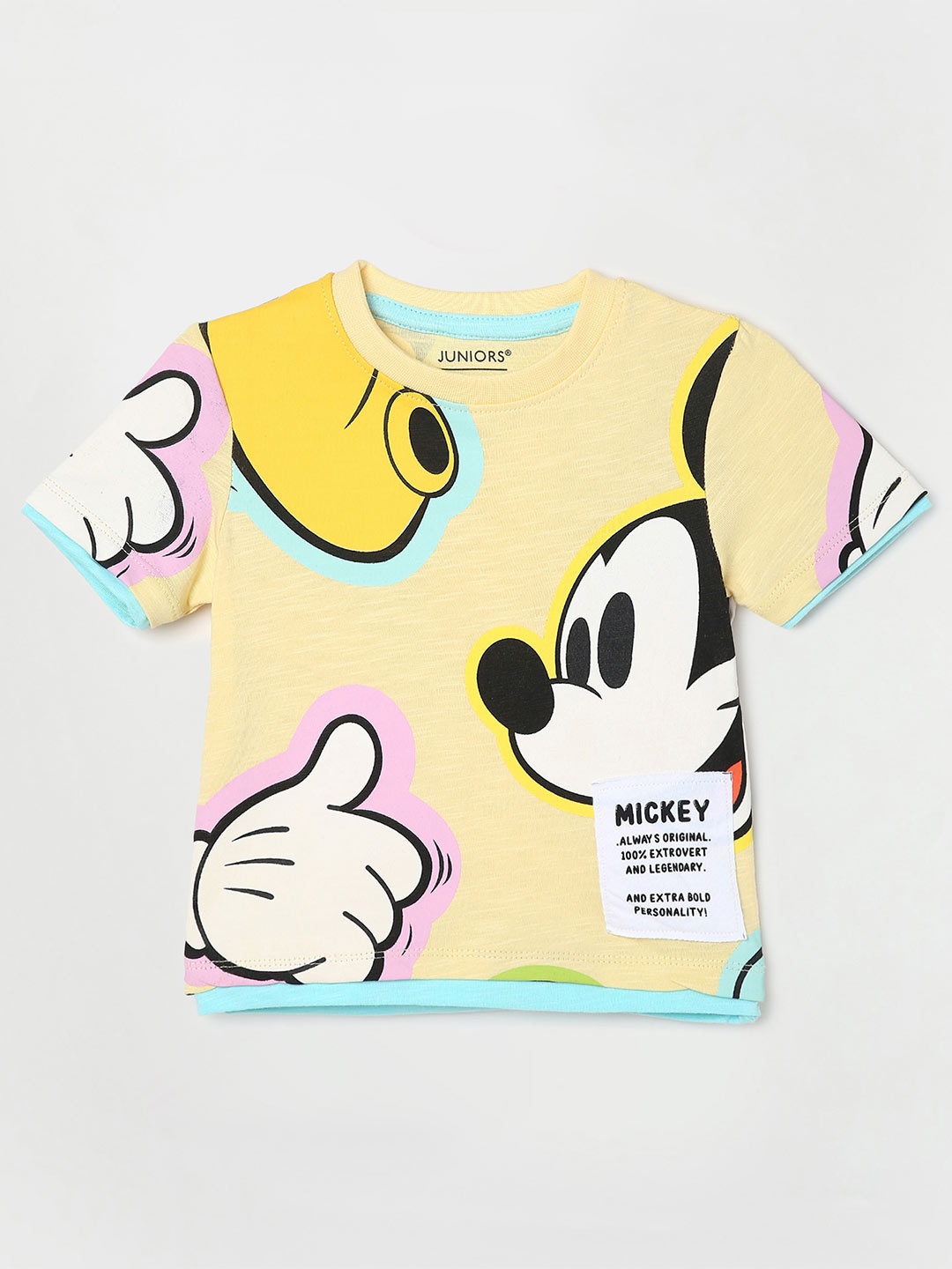 

Juniors by Lifestyle Boys Mickey Mouse Printed Cotton T-shirt, Yellow