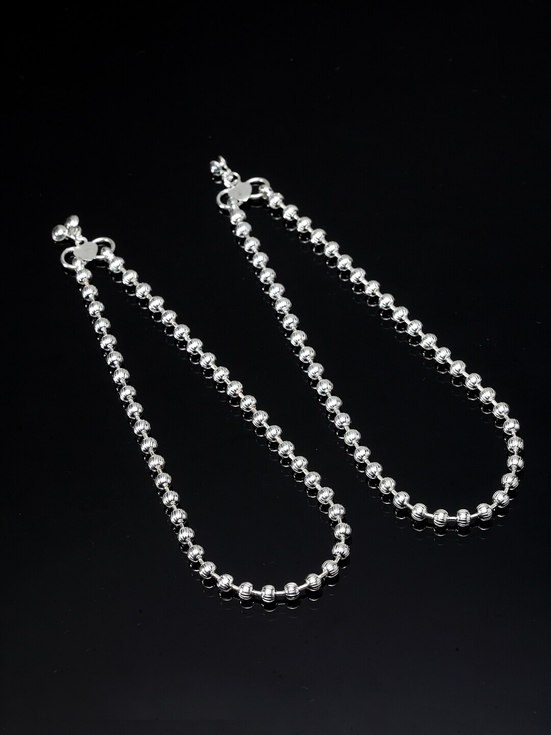 

PANASH Set Of 2 Silver-Plated Beaded Anklets