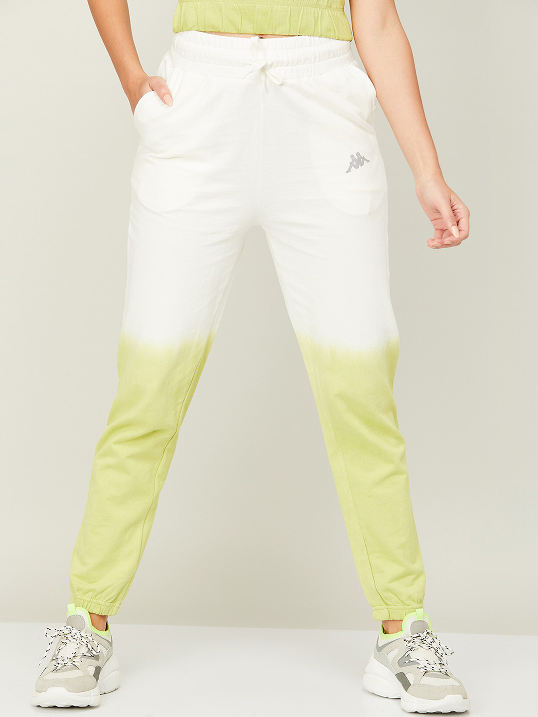 

Kappa Women Colourblocked Pure Cotton Joggers, White