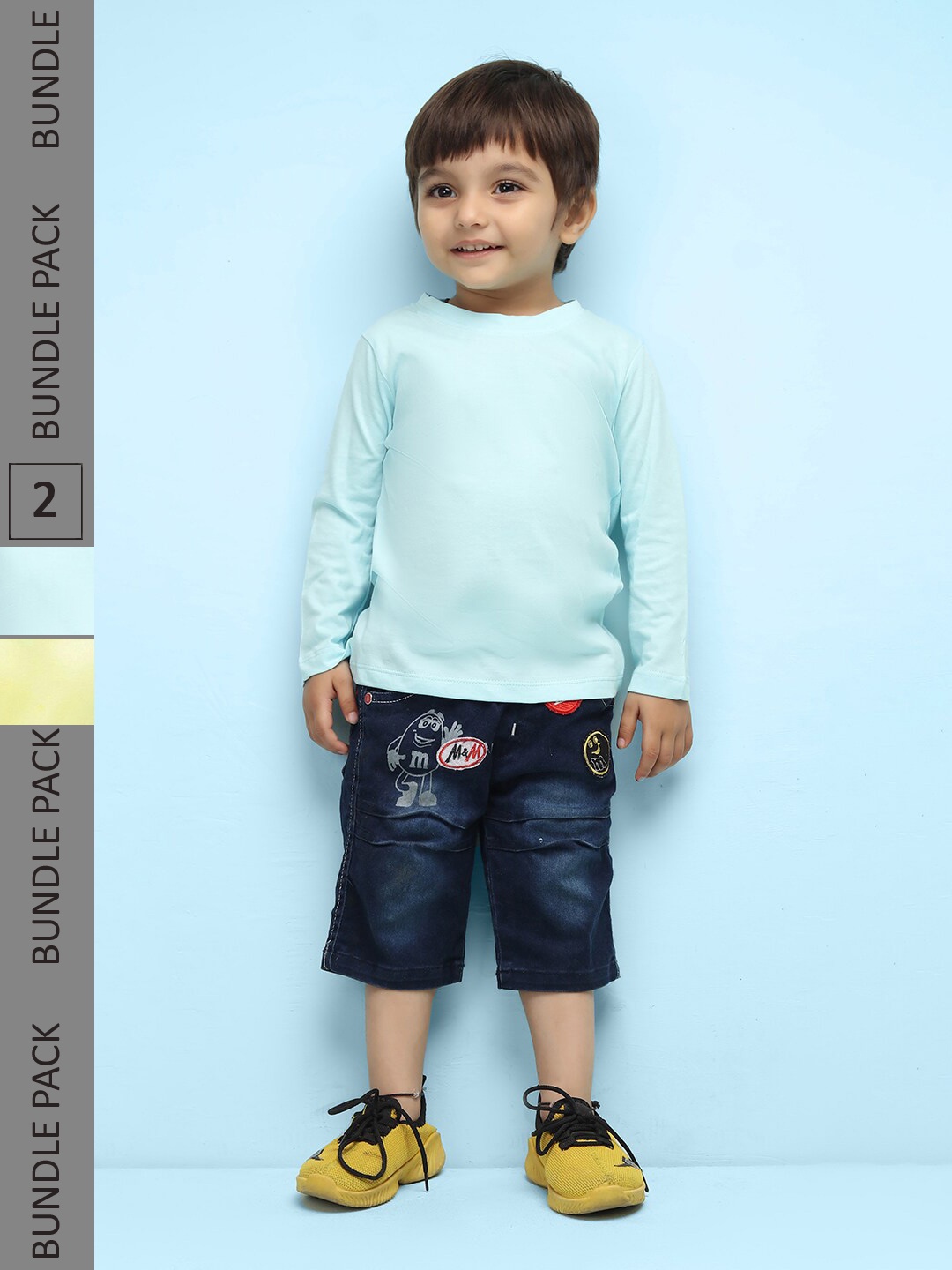 

NUSYL Kids Pack Of 2 Long Sleeves Pure Cotton T-shirt, Blue