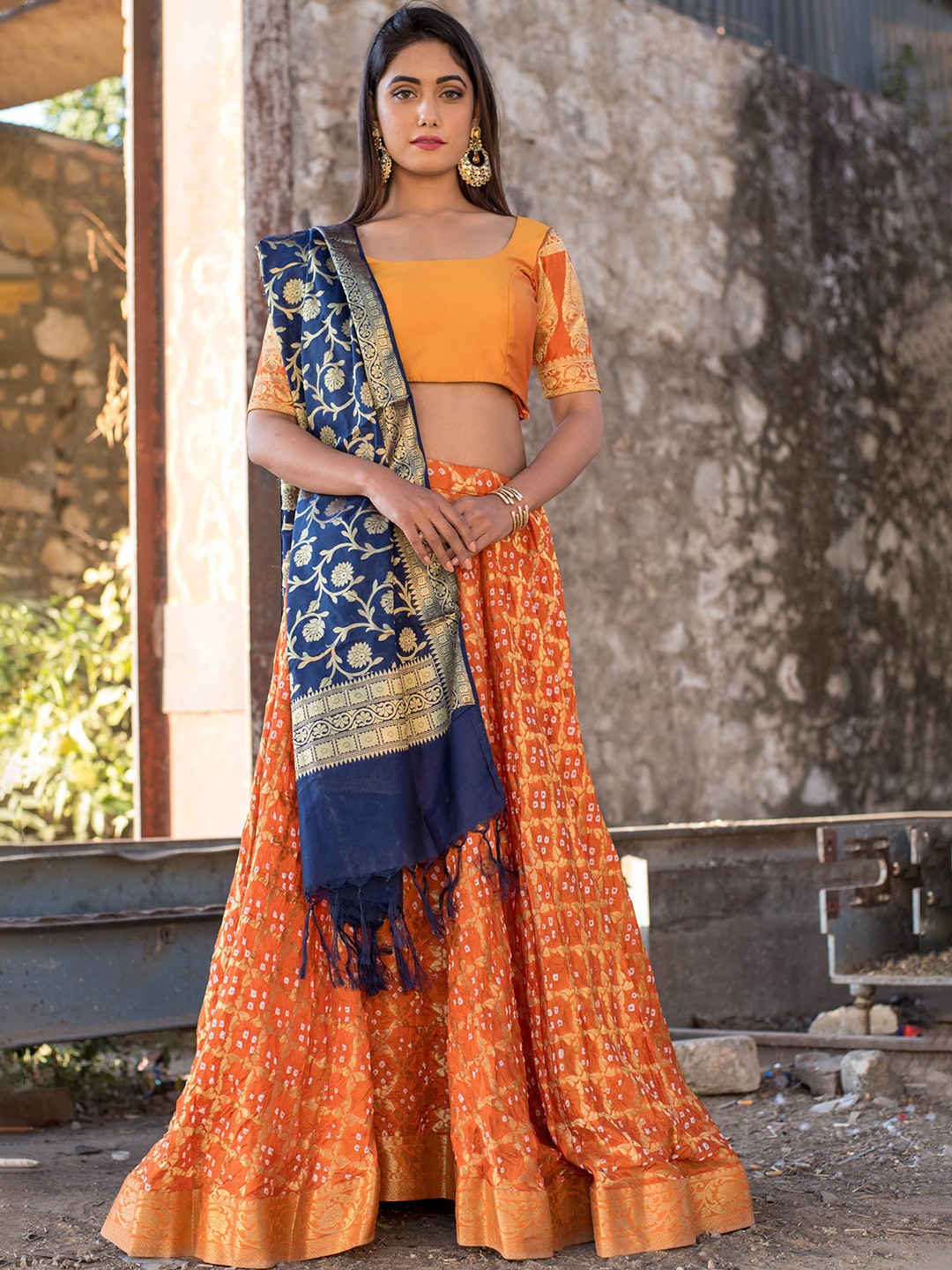 

Rangpur Ready to Wear Lehenga & Blouse With Dupatta, Orange