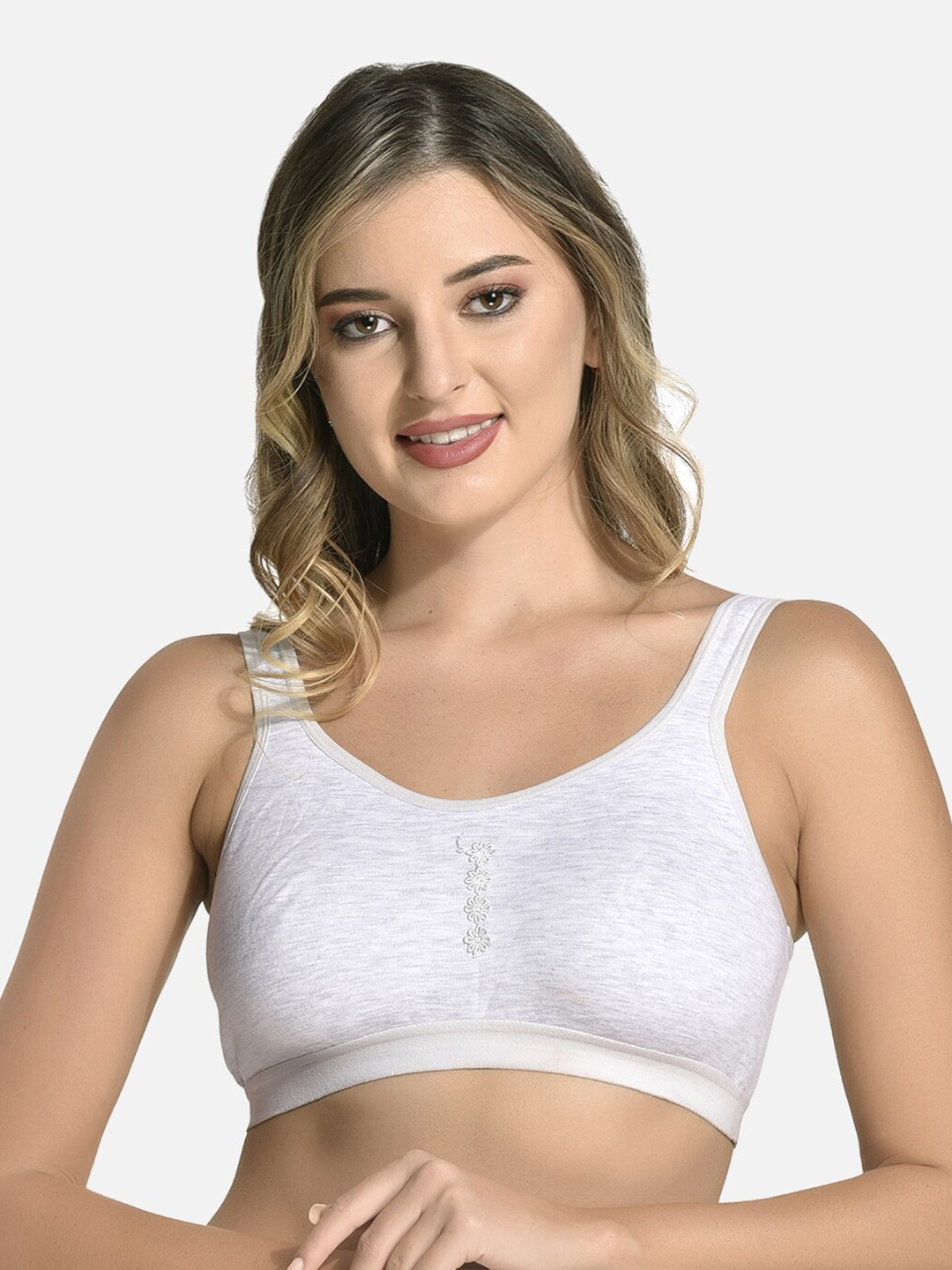 

StyFun Non Padded Dry Fit Cotton All Day Comfort Sports Bra, Grey