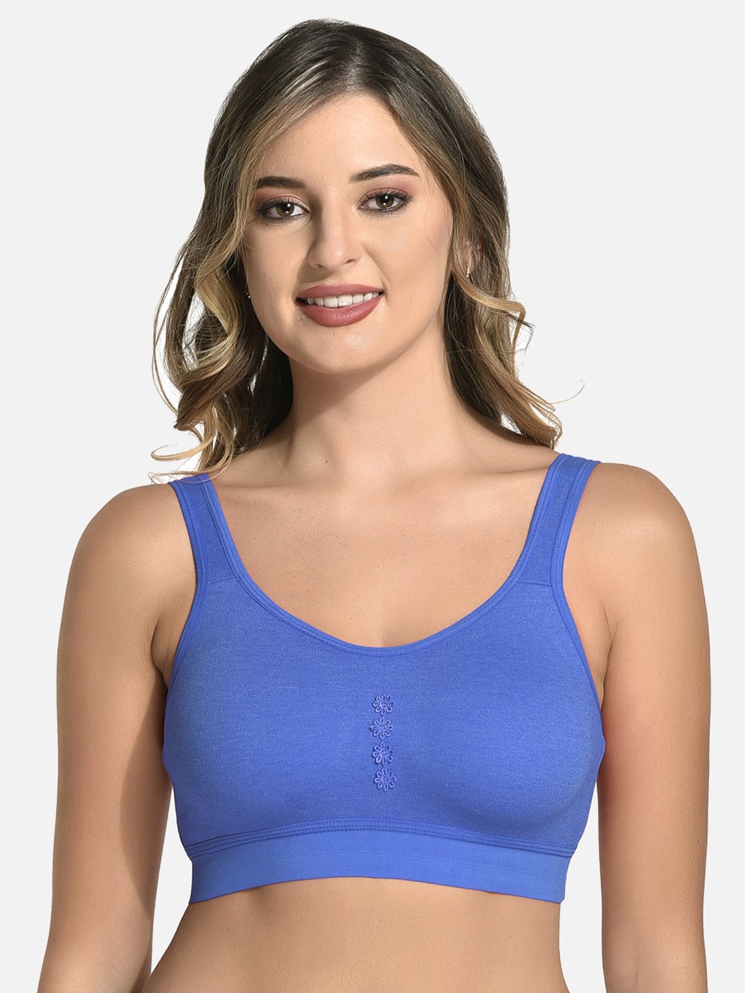 

StyFun Non Padded Dry Fit Cotton All Day Comfort Sports Bra, Blue