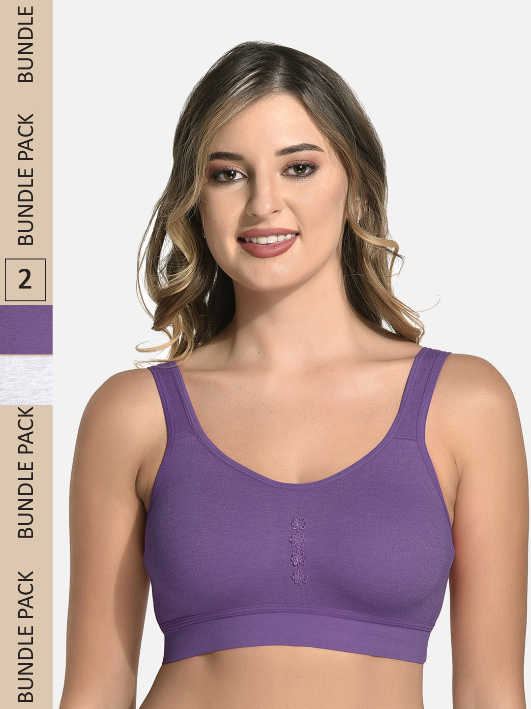 

StyFun Pack Of 2 Cotton Non Padded Super Support Bra, Grey