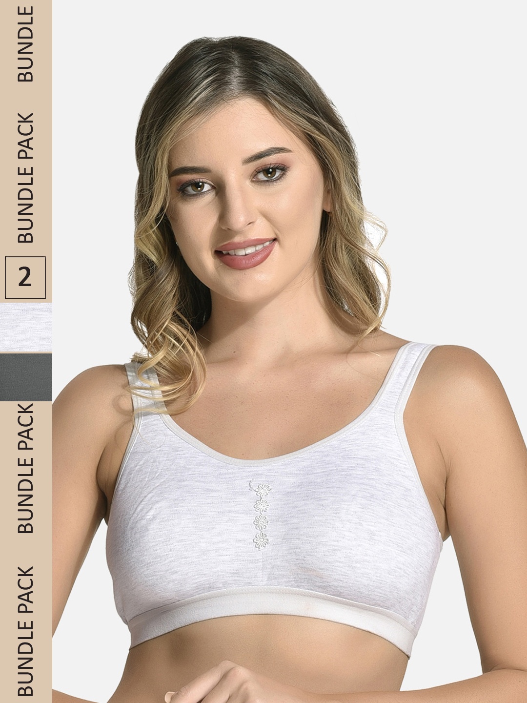 

StyFun Pack Of 2 Cotton Non Padded Super Support Bra, Black