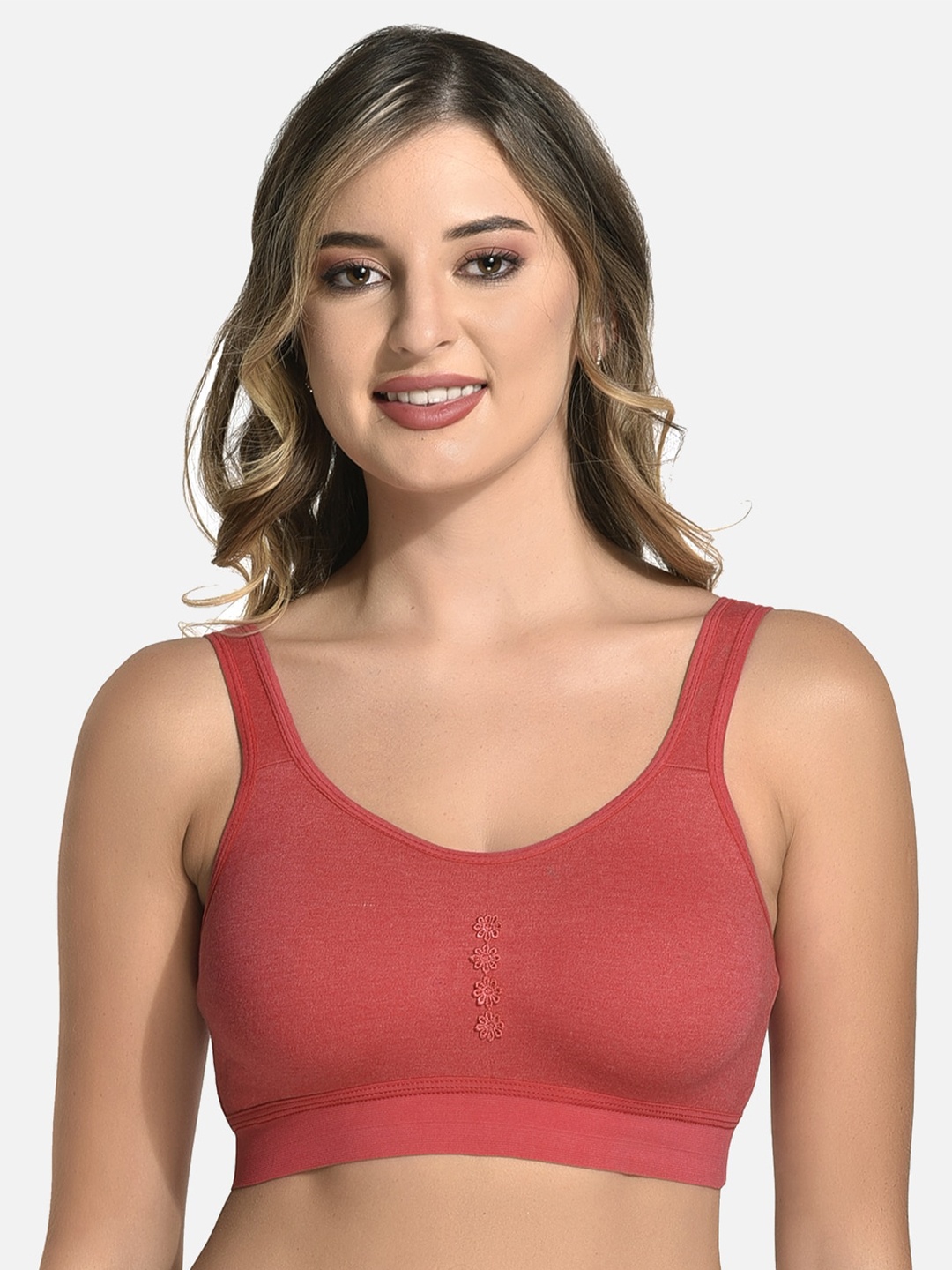 

StyFun Cotton Non Padded Super Support Bra, Rust