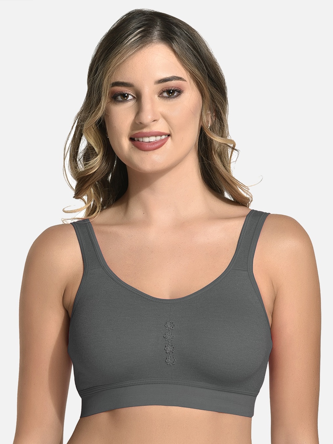 

StyFun Cotton Non Padded Super Support Bra, Grey melange
