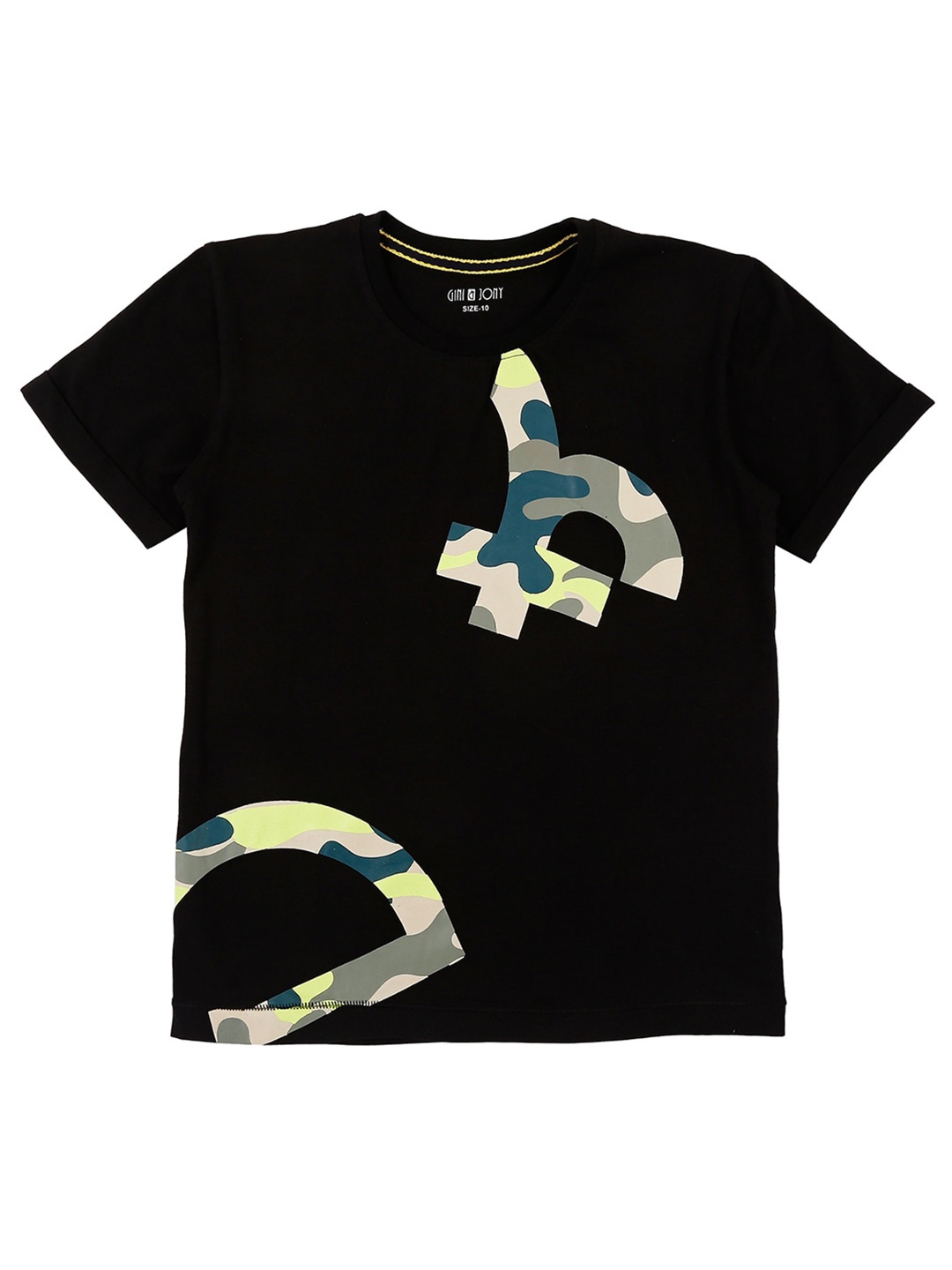 

Gini and Jony Boys Graphic Printed Cotton T-shirt, Black
