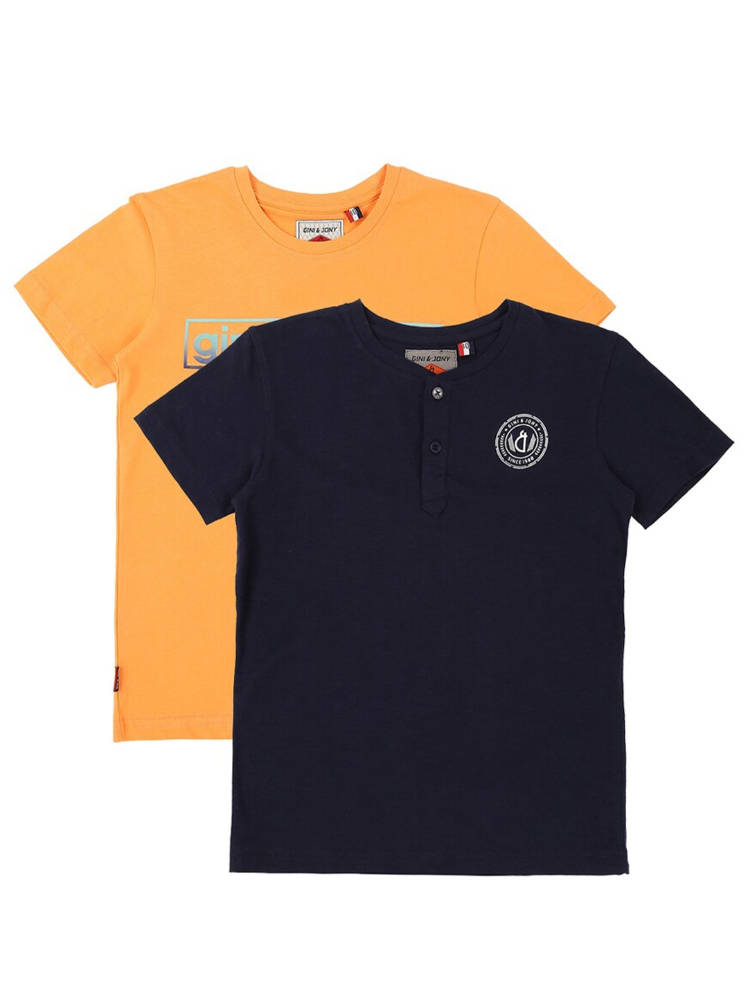 

Gini and Jony Boys Pack Of 2 Cotton T-shirt, Navy blue