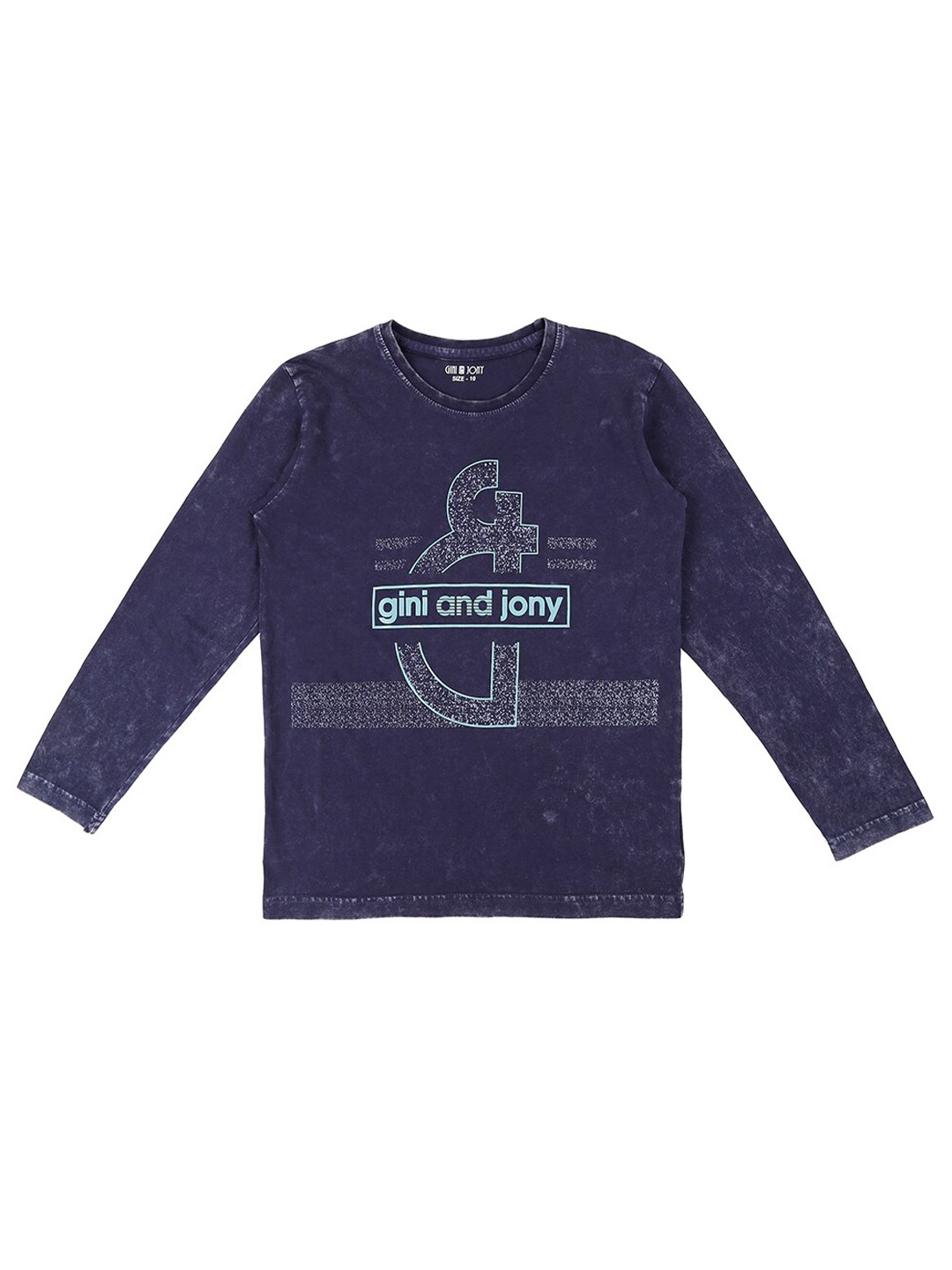 

Gini and Jony Boys Typography Printed Full Sleeve Cotton T-shirt, Navy blue