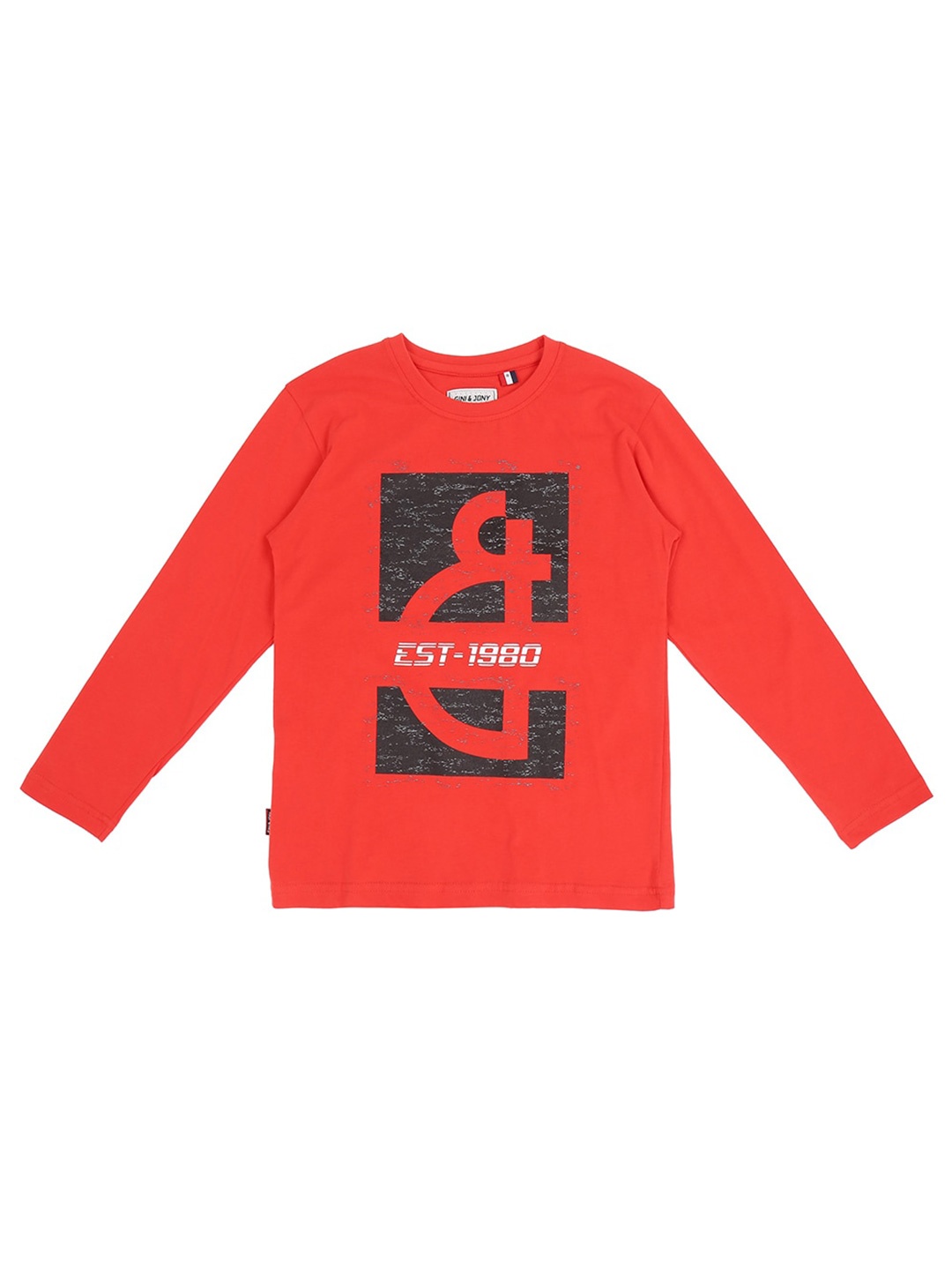 

Gini and Jony Boys Graphic Printed Cotton T-shirt, Red