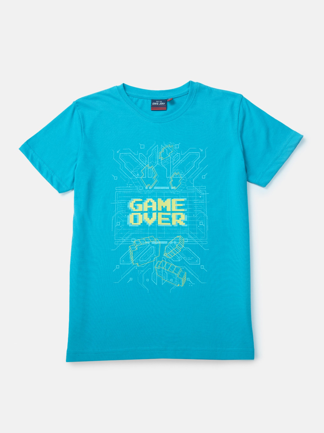 

Gini and Jony Boys Typography Printed Cotton T-shirt, Blue
