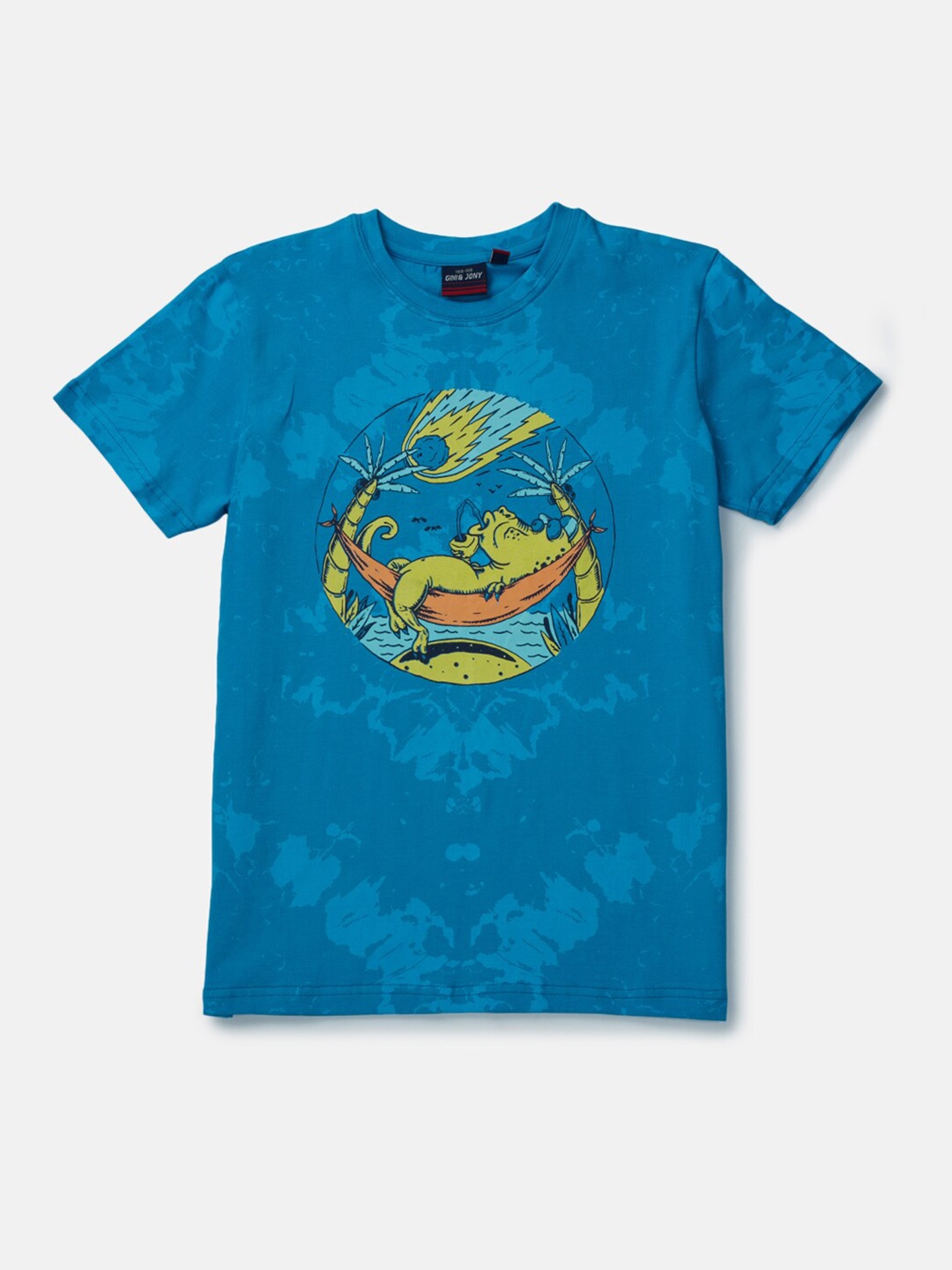 

Gini and Jony Boys Humour & Comic Printed Round Neck Cotton T-shirt, Blue