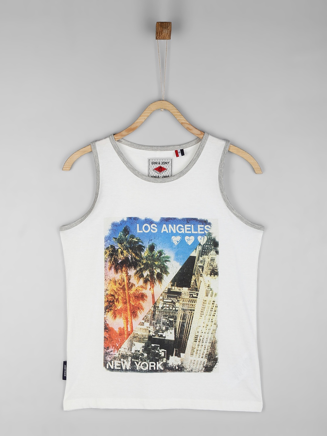 

Gini and Jony Boys People & Places Printed Cotton T-shirt, White