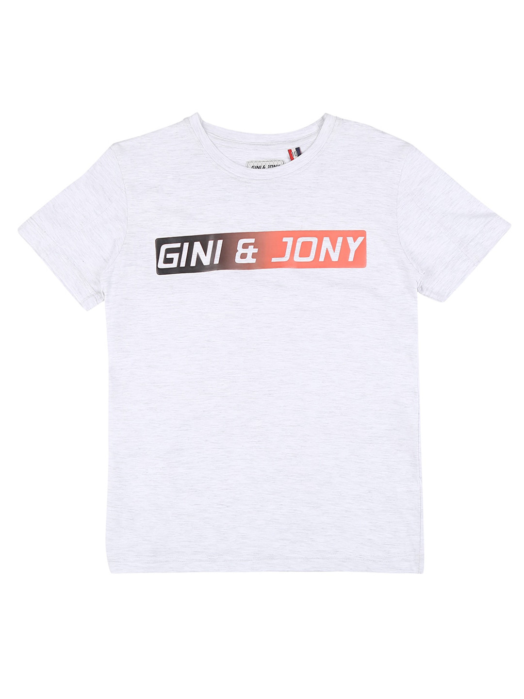 

Gini and Jony Boys Pack of 2 Round Neck Brand Logo Printed Cotton T-shirt, White