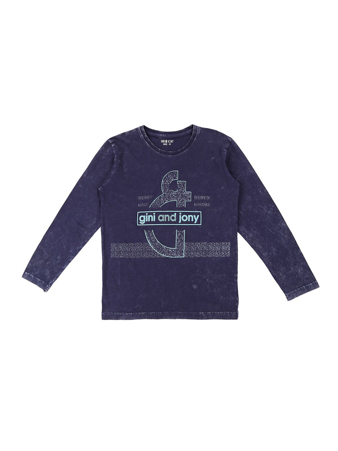 

Gini and Jony Infants Boys Typography Printed Cotton T-shirt, Navy blue