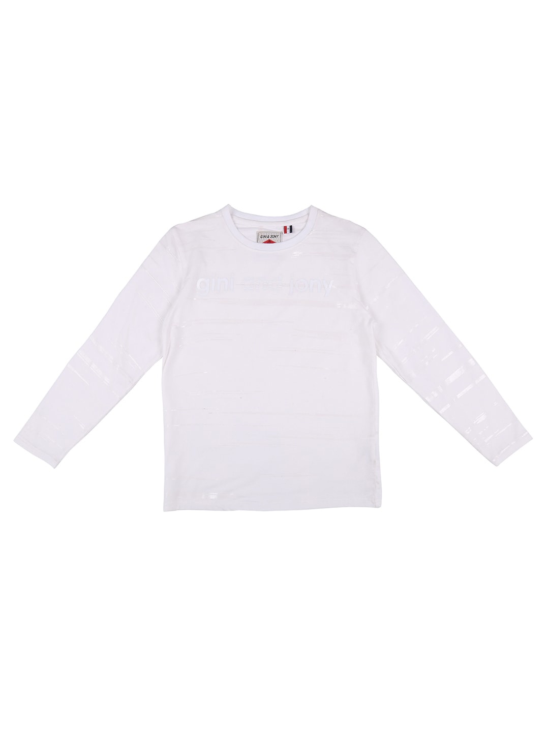 

Gini and Jony Infants Boys Typography Printed Cotton T-shirt, White