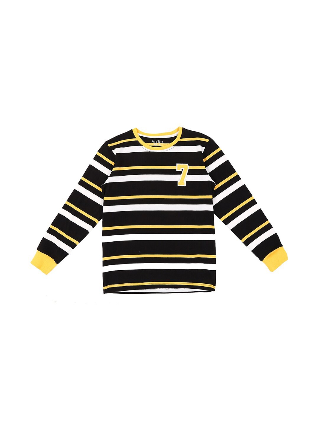 

Gini and Jony Boys Striped Round Neck Cotton T-shirt, Black