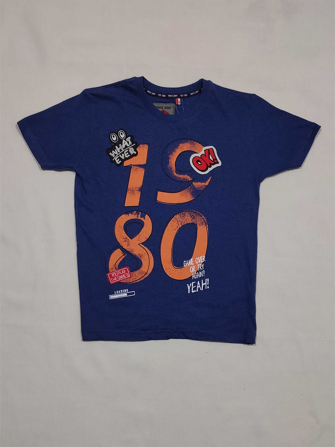 

Gini and Jony Boys Graphic Printed Cotton T-shirt, Blue