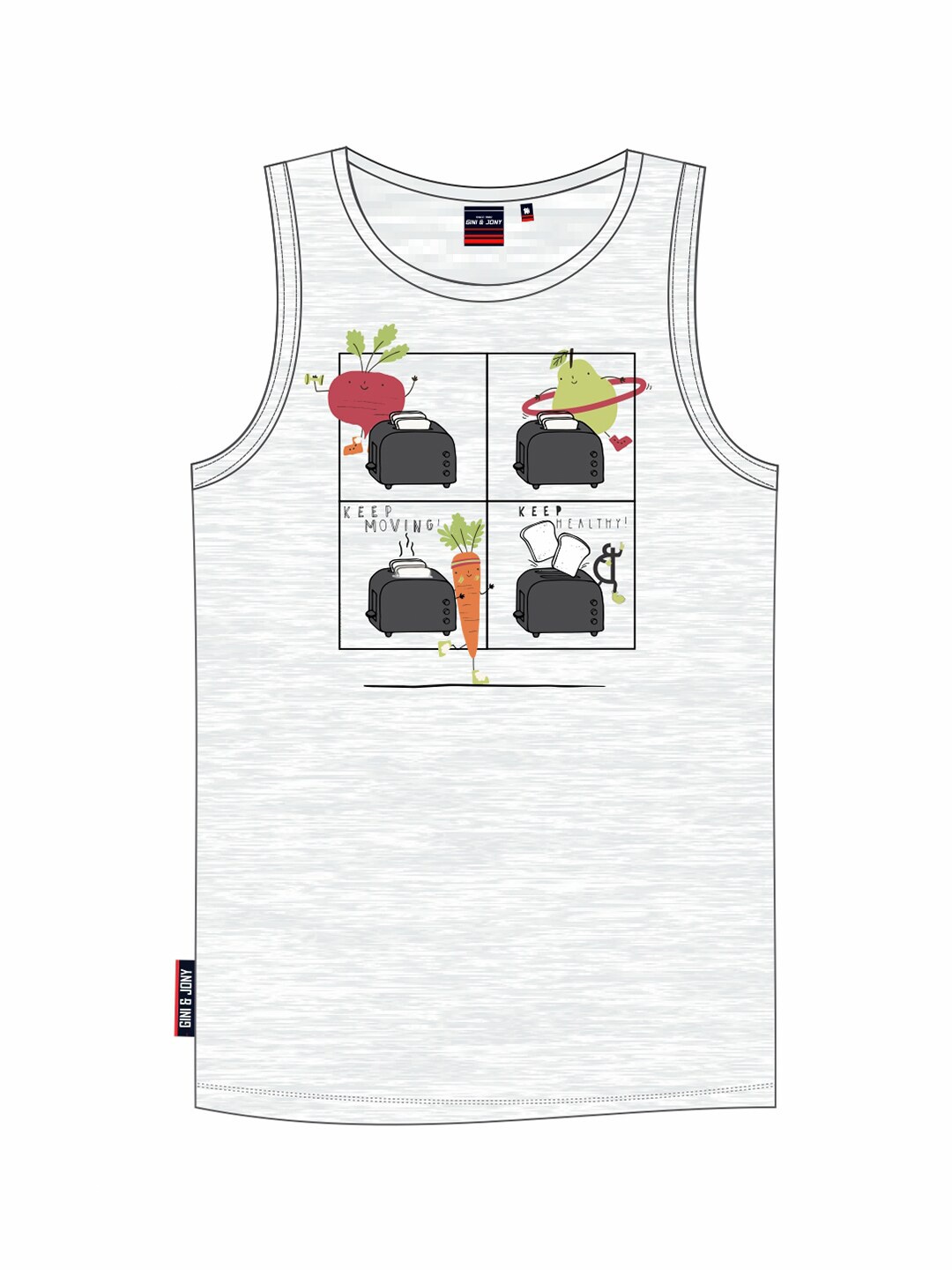 

Gini and Jony Infants Boys Printed Sleeveless Round Neck Cotton T-shirt, White