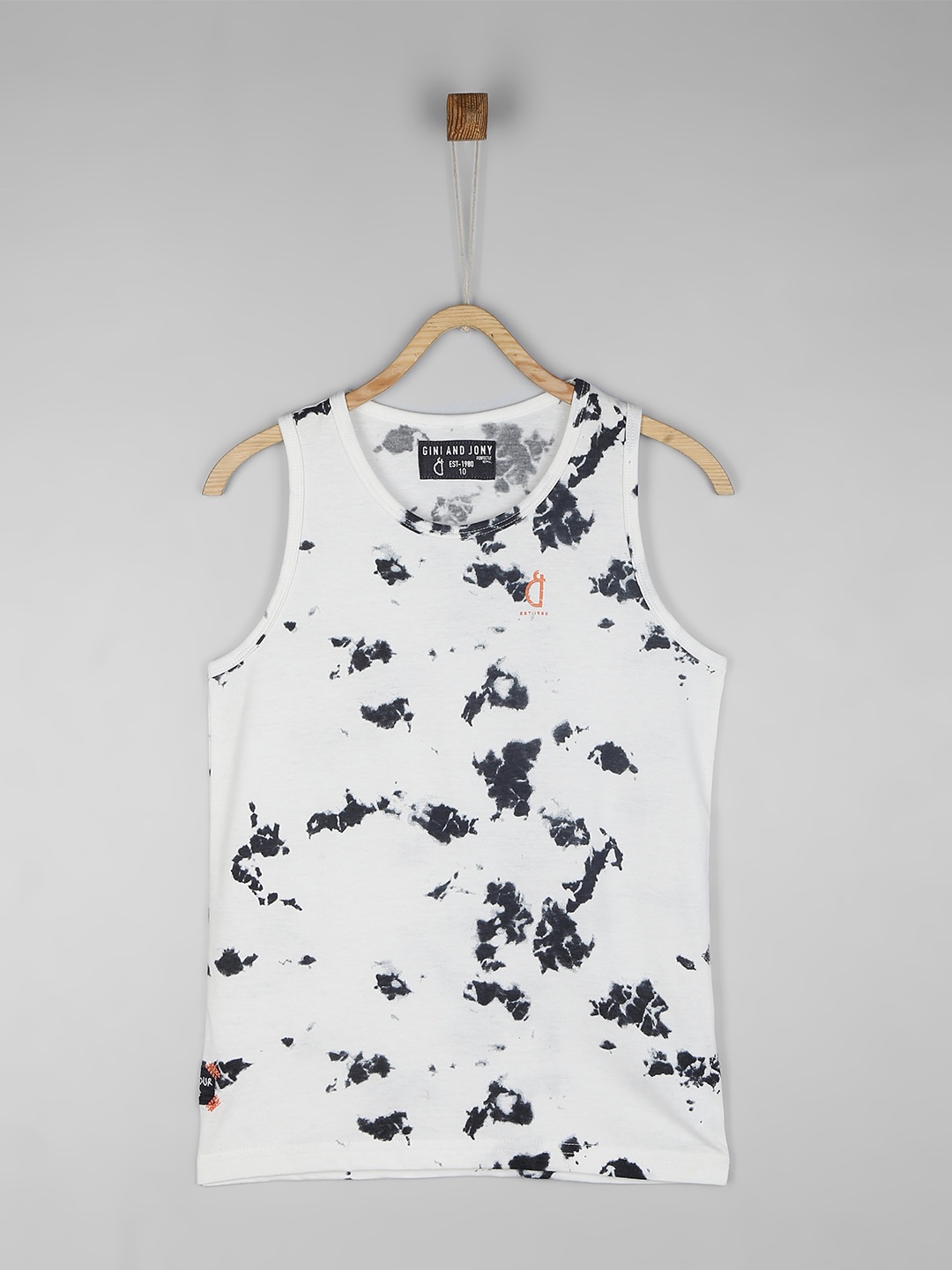 

Gini and Jony Boys Tie & Dye Sleeveless Cotton T-shirt, White