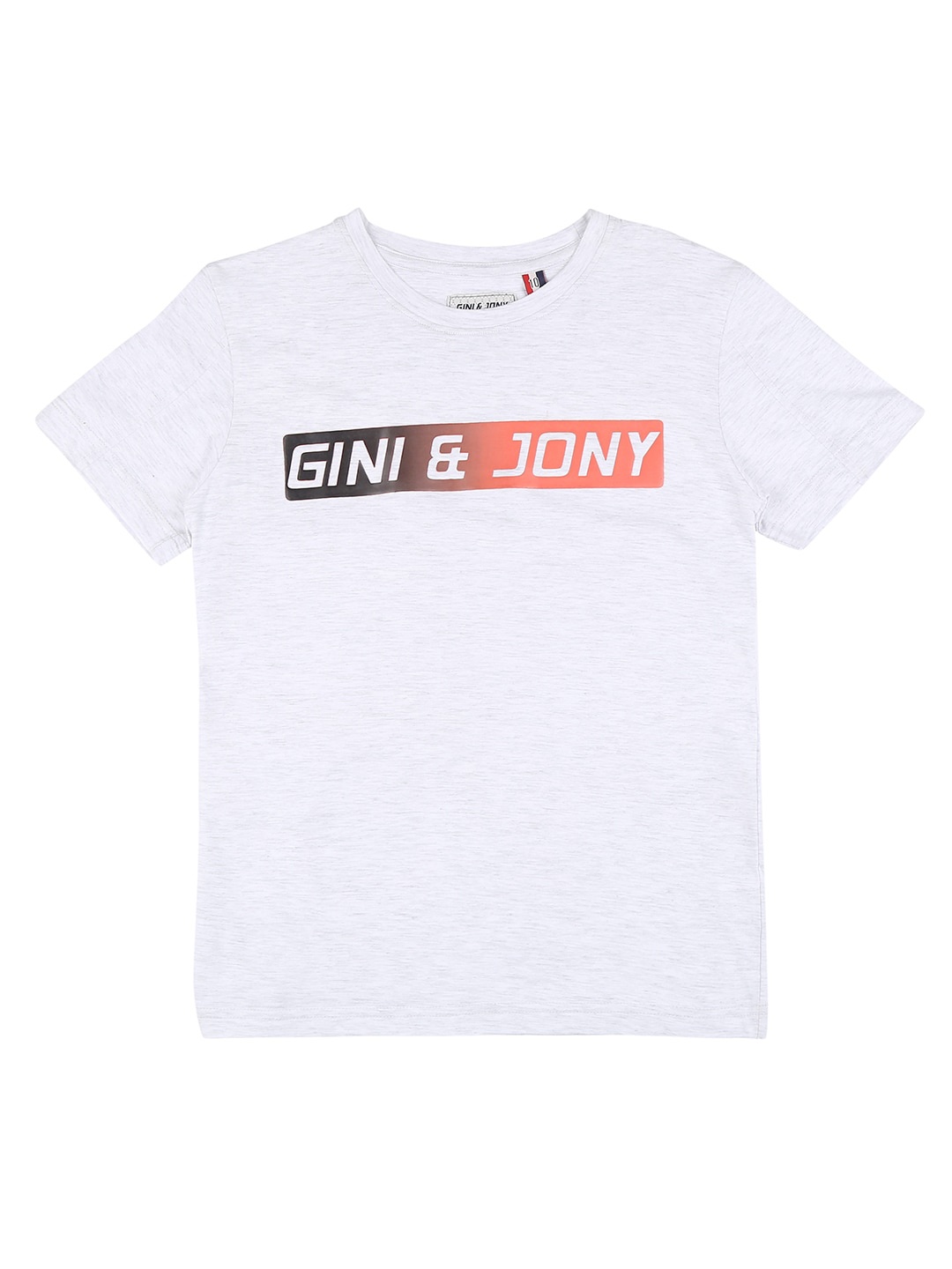 

Gini and Jony Boys Typography Printed Cotton T-shirt, Grey melange