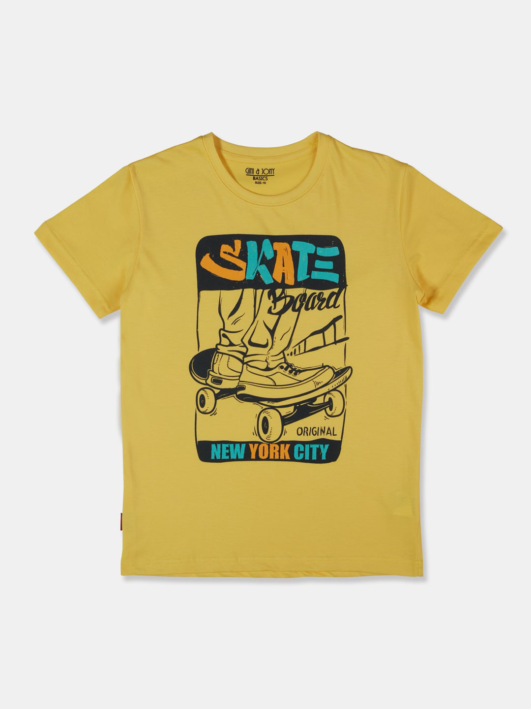 

Gini and Jony Boys Graphic Printed Cotton T-shirt, Yellow