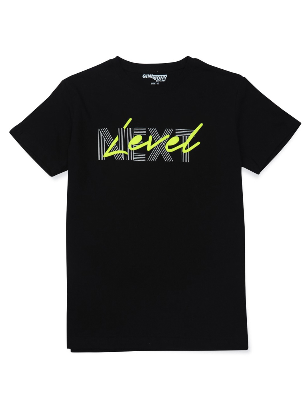

Gini and Jony Boys Typography Printed Cotton T-shirt, Black