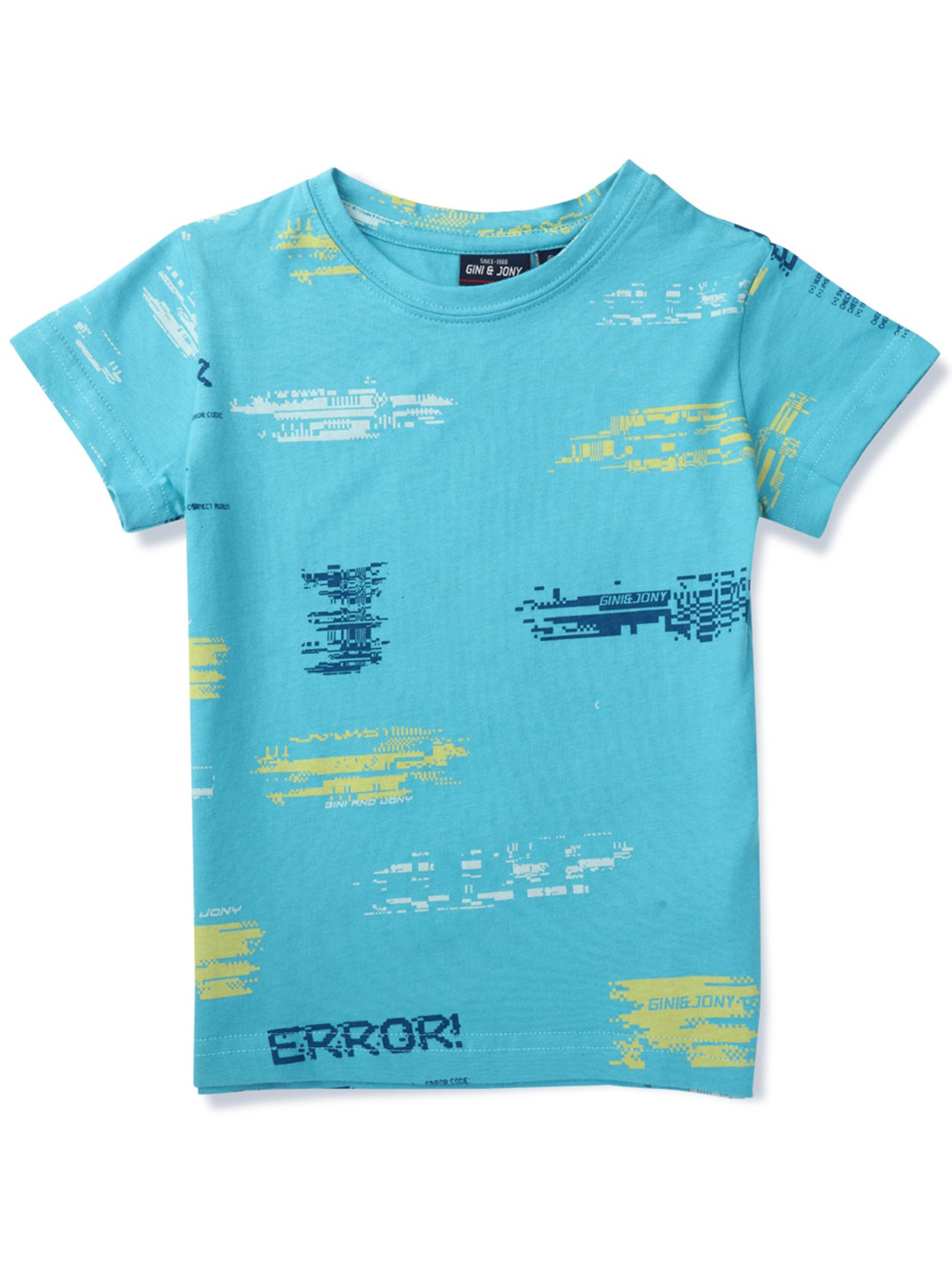 

Gini and Jony Boys Abstract Printed Cotton T-shirt, Blue