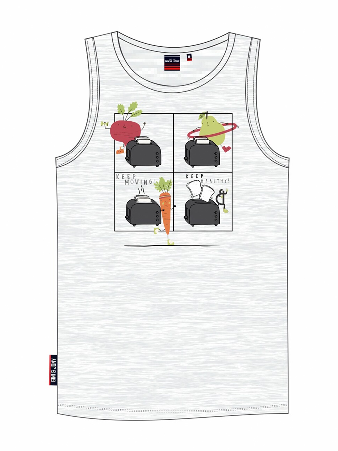 

Gini and Jony Boys Graphic Printed Sleeveless Cotton T-shirt, White