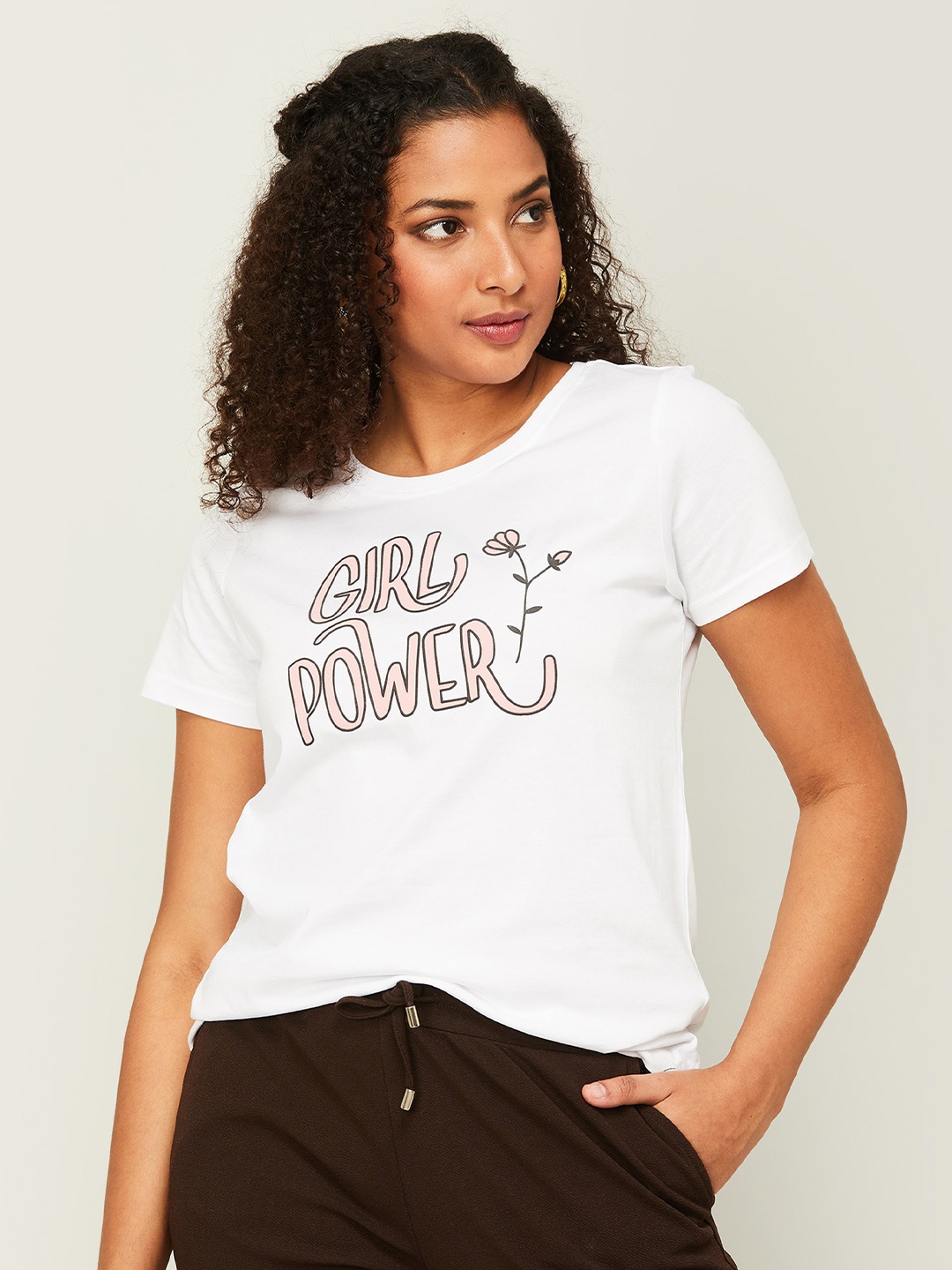 

Fame Forever by Lifestyle Women Typography Printed Cotton T-Shirt, White