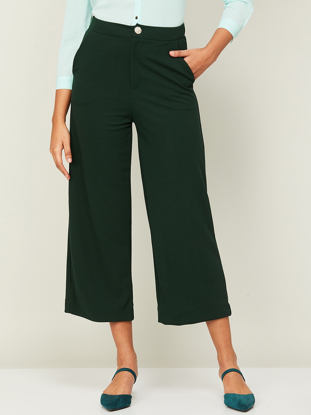

CODE by Lifestyle Women Cropped Culottes Trousers, Green