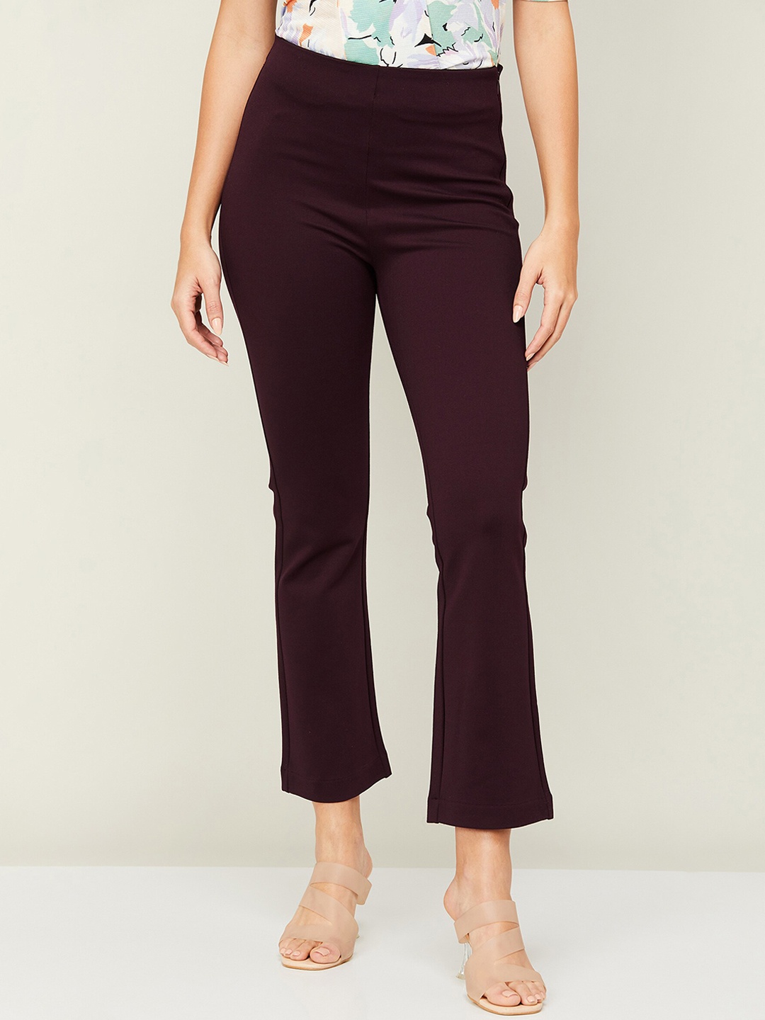 

CODE by Lifestyle Flat Front Bootcut Trousers, Maroon