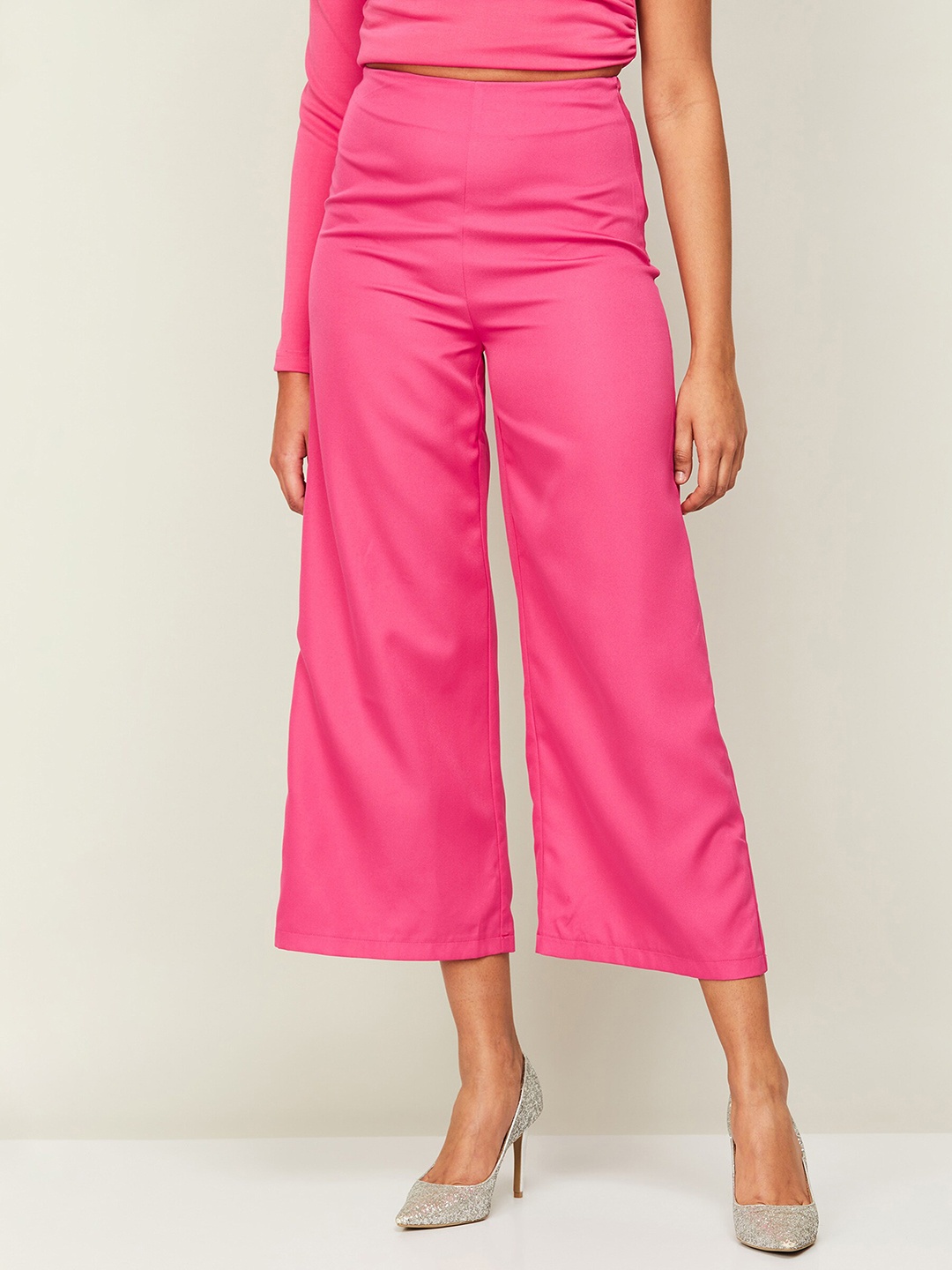 

CODE by Lifestyle Flat Front Regular Fit Culottes Trousers, Pink