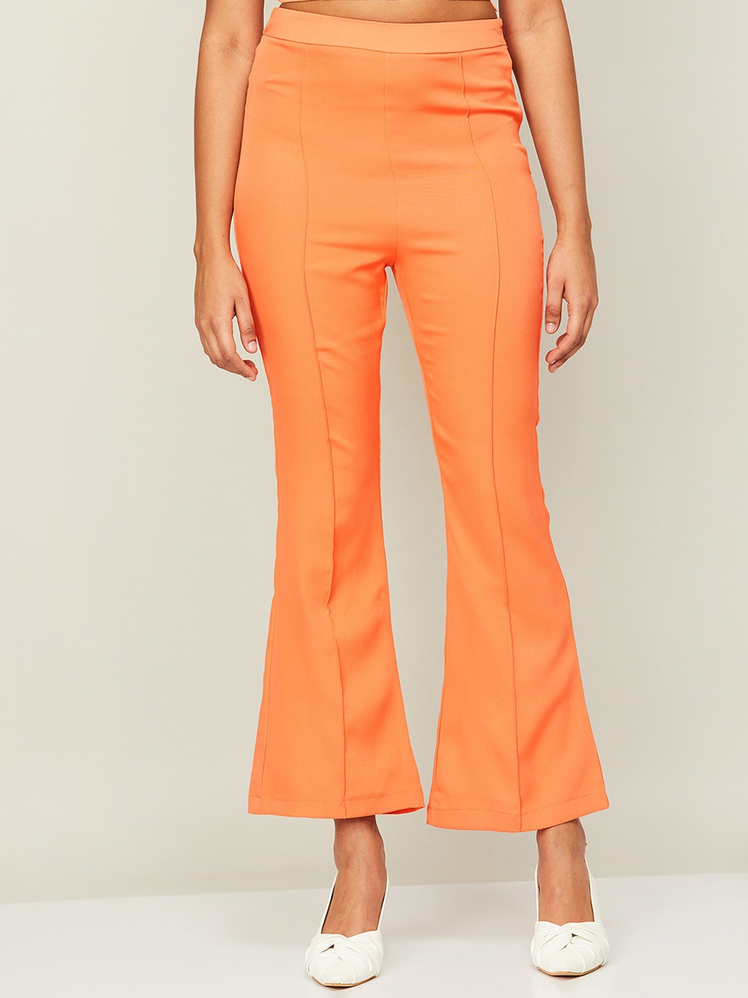 

Ginger by Lifestyle Women Mid-Rise Bootcut Trousers, Orange