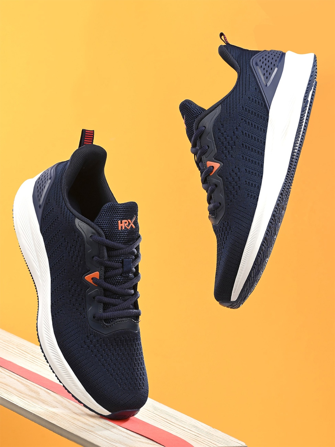 

HRX by Hrithik Roshan Men Flyknit Textile Running Sports Shoes, Navy blue