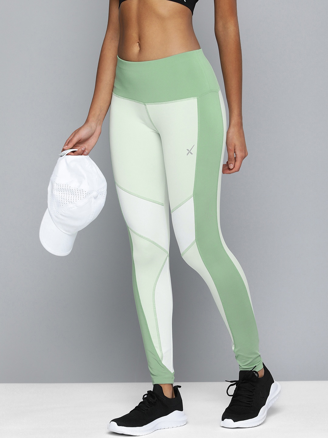 

HRX by Hrithik Roshan Women Colourblocked Rapid-Dry Training Tights, Green