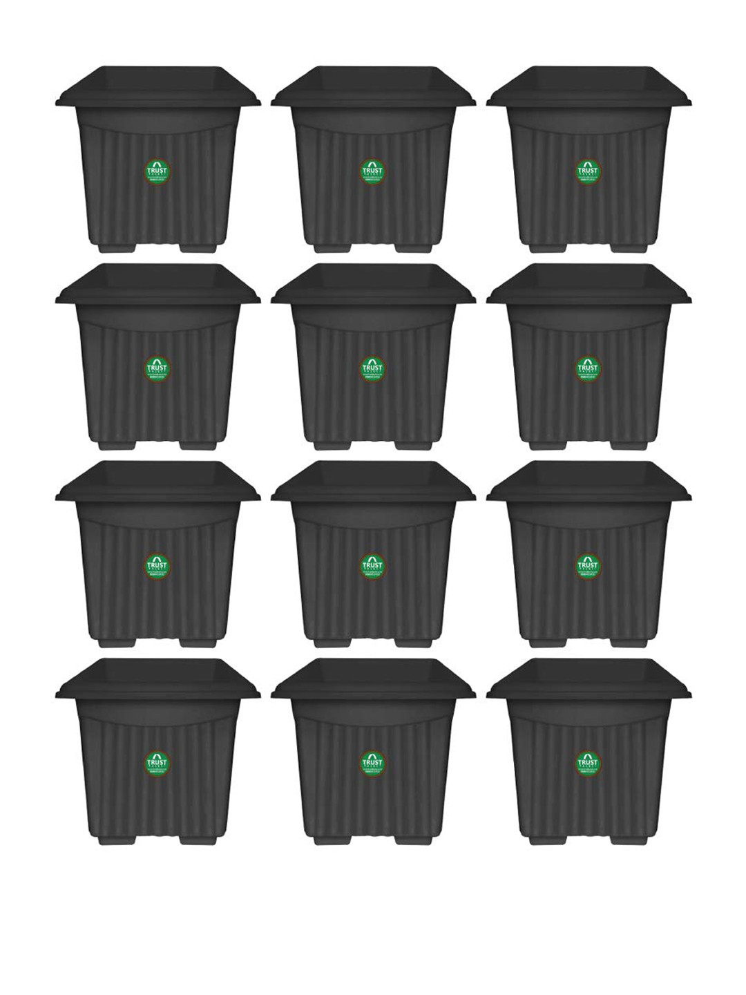 

TRUSTBASKET 12-Pieces Black Textured UV Treated Square Planters