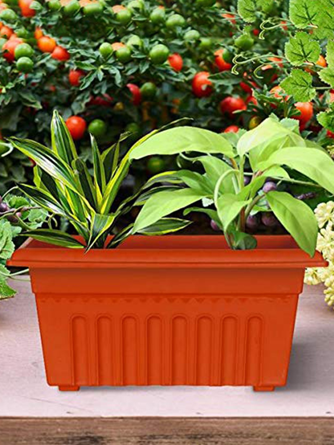 

TRUSTBASKET 6-Pieces Brown Textured UV Treated Rectangular Planters