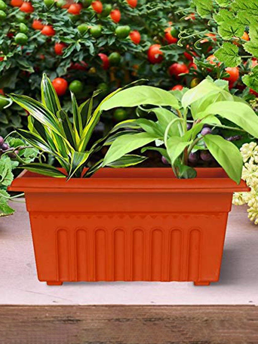 

TRUSTBASKET 6-Pieces Brown Textured UV Treated Rectangular Planters