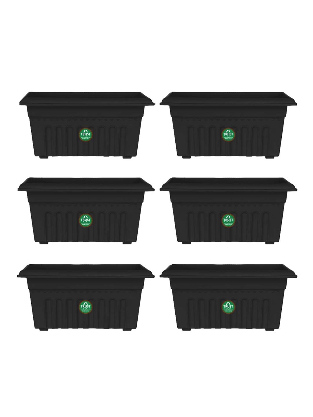 

TRUSTBASKET 6-Pieces Black Textured UV Treated Rectangular Planters