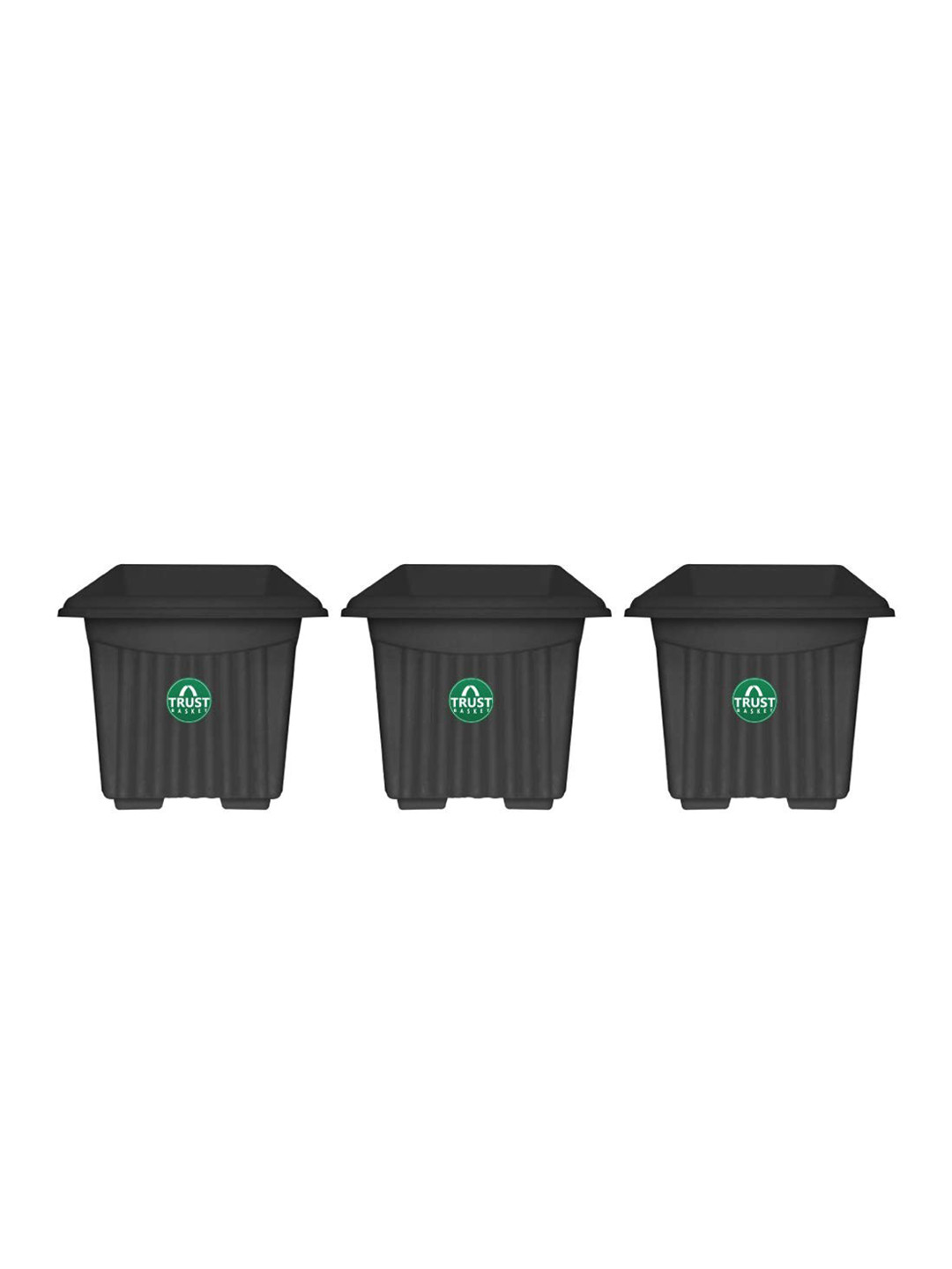 

TRUSTBASKET 3-Pieces Black Textured UV Treated Square Planters