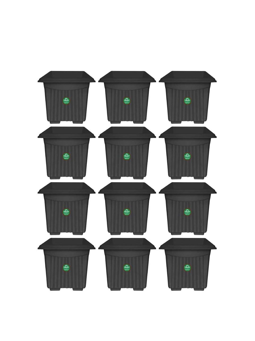 

TRUSTBASKET 12-Pieces Black Textured UV Treated Square Planters