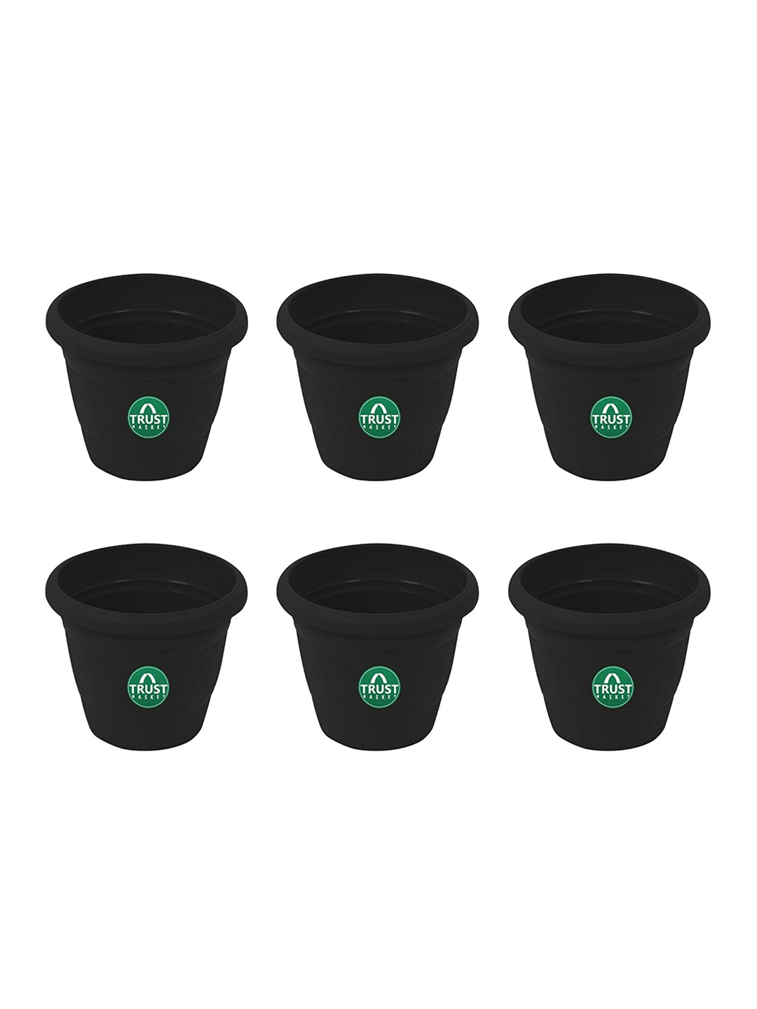 

TrustBasket 6-Pcs Black UV Treated Round Planters