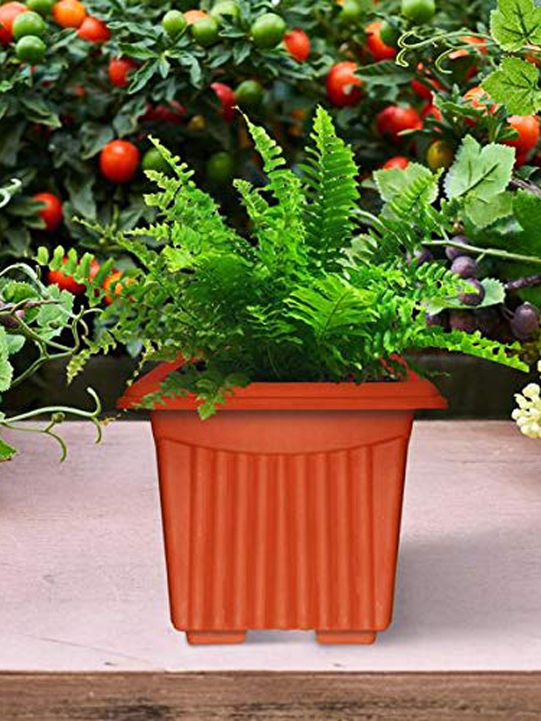 

TRUSTBASKET 6-Pieces Brown Textured UV Treated Square Planters